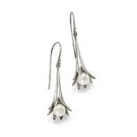 Fluted Silver & Pearl Drop Earrings