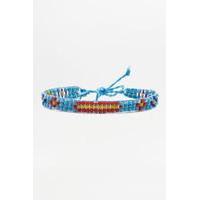 Floral Geometric Beaded Friendship Bracelet, BLUE