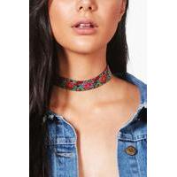 Floral Embroidered Choker - multi