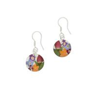 Floral Earrings Mixed Round Drop Silver Small