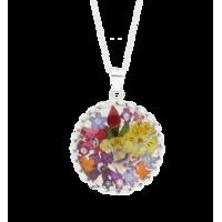 Floral Necklace Mixed Bright Round Silver Large