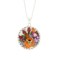 Floral Necklace Mixed Round Silver Large