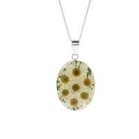 floral necklace white yellow oval silver large