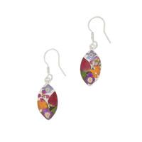 Floral Earrings Mixed Marquise Drop Silver Small