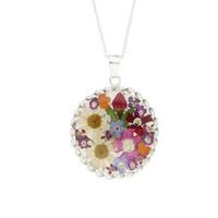 Floral Necklace Mixed Colours Round Silver Large