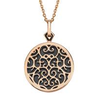 Flore 9ct Rose Gold Whitby Jet Filigree Necklace