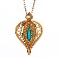 Flore Yellow Gold Vermeil Turquoise Droplet Necklace