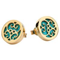 Flore 9ct Yellow Gold Turquoise Filigree Stud Earrings