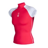 Fourth Element Hydroskin Capped Sleeved Ladies Rash Vest - Coral/White