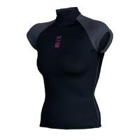 Fourth Element Hydroskin Capped Sleeved Ladies Rash Vest - Black/Pink