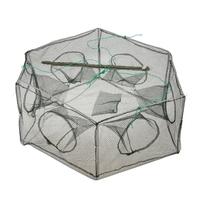foldable fishing net hexagon 6 hole fishing net shrimp cage trap minno ...