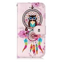 For Apple iPhone 7 7 Plus 6S 6 Plus SE 5S 5 Case Cover Wind Chimes Owl Pattern Shine Relief PU Material Card Stent Wallet Phone Case