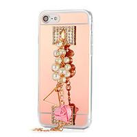 For Rhinestone Plating Mirror DIY Case Rose Pearl Bracelet Hard Acrylic Back Cover Case TPU Frame for Apple iPhone 7 7 Plus 6s 6 Plus SE 5s 5