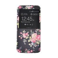 For Samsung Galaxy Case Card Holder / Wallet / with Stand / with Windows / Flip Case Full Body Case Flower PU Leather SamsungS6 / S5 Mini