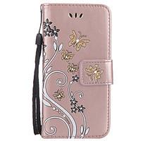 For iPhone 7 7Plus 6S 6Plus SE 5S 5 5C Case Cover Butterfly Love Flower Pattern Embossed Point drill Flash Powder Card Wallet Stent PU Phone Case