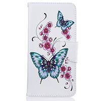 For iPhone 7Plus 7 Phone Case PU Leather Material Peach Butterfly Pattern Painted Phone Case 6s Plus 6Plus 6S 6 SE 5s 5