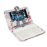 For Case Cover with Stand with Keyboard Flip Pattern Full Body Case Eiffel Tower Hard PU Leather For Universal iPhone 7 7 Plus 6s 6 Bluetooth Keyboard