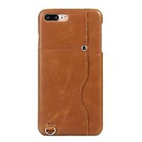For Card Holder Case Back Cover Case Solid Color Hard Genuine Leather for iPhone iPhone 7 7 Plus 6s 6 Plus