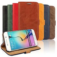 For Samsung Galaxy Case Card Holder / with Stand / Flip Case Full Body Case Solid Color PU Leather Samsung S6 edge / S6 / S5 / S4 / S3