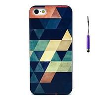 For iPhone 7 Plus 6s 6 Plus SE 5s 5 Retro Geometric Figure Pattern PC Hard Back Cover Case with Touch Pen