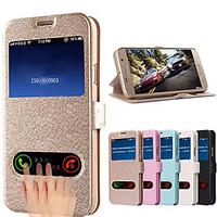 For Samsung Galaxy Case with Stand / with Windows / Flip Case Full Body Case Solid Color PU Leather Samsung S5
