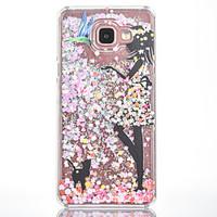 For Samsung Galaxy A7(2016) A5(2016) Case Cover Girls And Cats Pattern Small Fresh Series Love Quicksand Flash Powder Phone Case