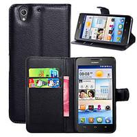 For Huawei Case Wallet / Card Holder / with Stand / Flip Case Full Body Case Solid Color Hard PU Leather for HuaweiHuawei Y635 / Huawei