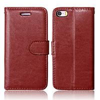 For iPhone 5 Case Wallet / Card Holder / with Stand / Flip Case Full Body Case Solid Color Hard PU Leather iPhone SE/5s/5