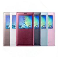 For Samsung Galaxy Case with Windows / Flip Case Full Body Case Solid Color PU Leather Samsung A8 / A7 / A5 / A3