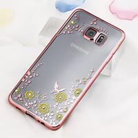 For Samsung Galaxy Case Rhinestone / Plating / Transparent Case Back Cover Case Flower TPU Samsung S6 edge plus / S6 edge