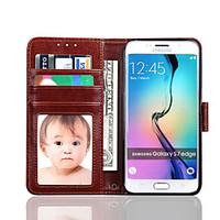 For Samsung Galaxy S7 Edge Card Holder / Wallet / with Stand / Flip Case Full Body Case Solid Color PU Leather Samsung S7 edge