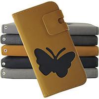 For Samsung Galaxy Note Card Holder / Wallet / with Stand / Flip Case Full Body Case Butterfly PU Leather Samsung Note 2