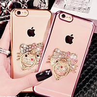 For iPhone 6 Case / iPhone 6 Plus Case Rhinestone / Plating / Ring Holder / Transparent / Pattern Case Back Cover Case Cat Soft TPUiPhone