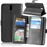 For OnePlus Case Card Holder / with Stand / Flip Case Full Body Case Solid Color Hard PU Leather One Plus