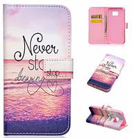 For Samsung Galaxy Case Card Holder / with Stand / Flip / Magnetic / Pattern Case Full Body Case Word / Phrase PU Leather SamsungA5(2016)