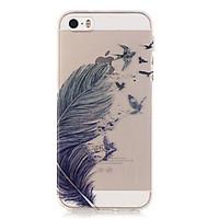 For iPhone 5 Case Ultra-thin / Transparent / Pattern Case Back Cover Case Feathers Soft TPU iPhone SE/5s/5