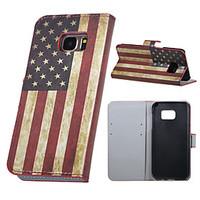 For Samsung Galaxy S7 Edge Wallet / Card Holder / with Stand / Flip Case Full Body Case Flag PU Leather Samsung S7 edge / S7