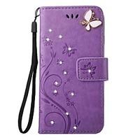 For Card Holder / Wallet / Rhinestone / with Stand / Flip / Embossed/Full Body Case Butterfly Hard PU Leather for iPhone 7 7 Plus 6s 6 Plus SE 5s 4