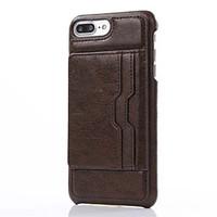 For Apple iPhone 7 Plus 7 6 Plus 6S Card Holder With Stand Case Back Cover Case Solid Color Hard Genuine Leather
