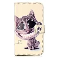 For LGK10 K7 K8 V10 LS775 Case Cover Smiling Cat Pattern Painting Card Stent PU Leather Phone Case
