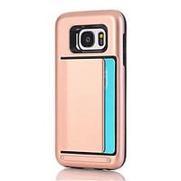 For Samsung Galaxy S7 Edge S6 Case Cover Card Holder Back Cover Solid Color Hard PC S7 S6 edge S5