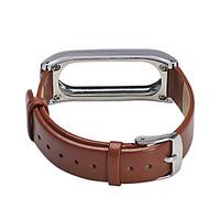 For Millet Bracelet 2 Genuine Leather and Metal Frame Wristband Replacement for Xiaomi MiBand 2 Wrist Strap