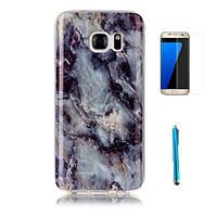 For Samsung Galaxy S7 Edge Case Cover with Screen Protector and Stylus Granite Marble Pattern Soft TPU Case S7 S6 Edge S5 S4 S3