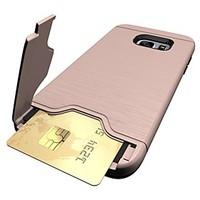 For Samsung Galaxy S7 edge S7 Case Cover Card Holder with Stand Case Cover Solid Color Hard PC