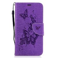 For Huawei P8 Lite (2017) P10 PU Leather Material Butterfly Pattern Solid Color Phone Case Mate 9 P9 Lite Y6 II Y5 II
