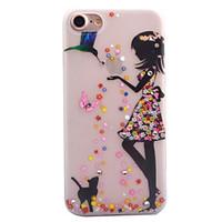 For Apple iPhone 7 7 Plus 6S 6 Plus SE 5S 5 Case Cover Beauty And Cat Pattern Painted Point Drill Scrub TPU Material Luminous Phone Case