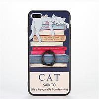 For Ring Holder Embossed Pattern Case Back Cover Case Cat Hard PC for Apple iPhone 7 Plus iPhone 7 iPhone 6s Plus iPhone 6 Plus iPhone 6s