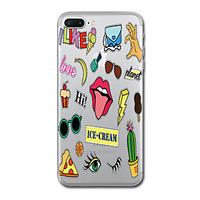 For iPhone 7 Plus 7 Case Cover Transparent Pattern Back Cover Case Food Word / Phrase Soft TPU for iPhone 6s Plus 6s 6 Plus 6 5s 5 SE