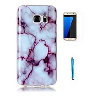 For Samsung Galaxy S7 Edge Case Cover with Screen Protector and Stylus Granite Marble Pattern Soft TPU Case S7 S6 Edge S5 S4 S3