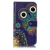 For Samsung Galaxy A3 A5 (2017) Case Cover Owl Pattern Shine Relief PU Material Card Stent Wallet Phone Case